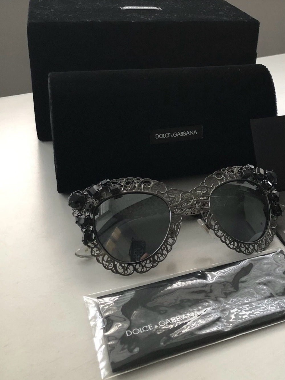Dolce & Gabbana Limited Edition runway Filigree Sunglasses Swarovski crystals.